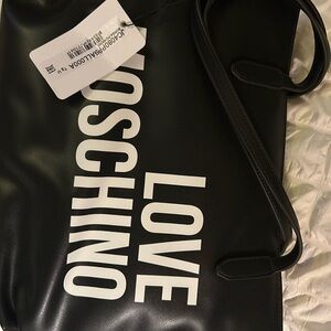Love Moschino Black Tote with White Logo